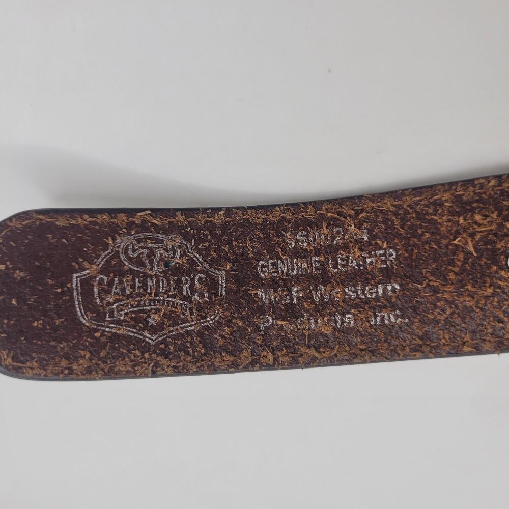 Cavender's Belt Boy 22 Brown Leather Oval Rodeo Buckle Western Cowboy Floral - Picture 7 of 7